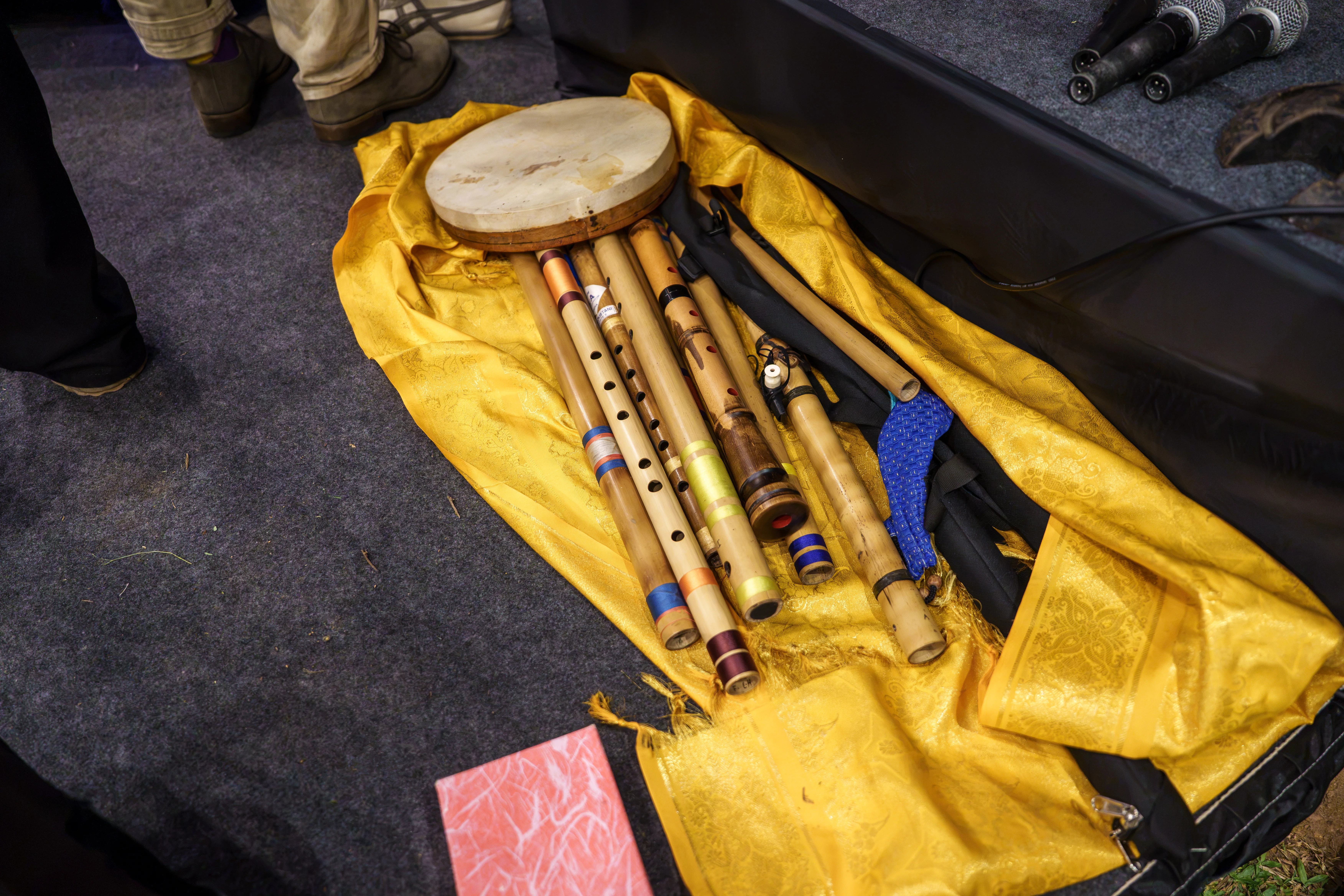 Instruments prepared backstage before the gathering
