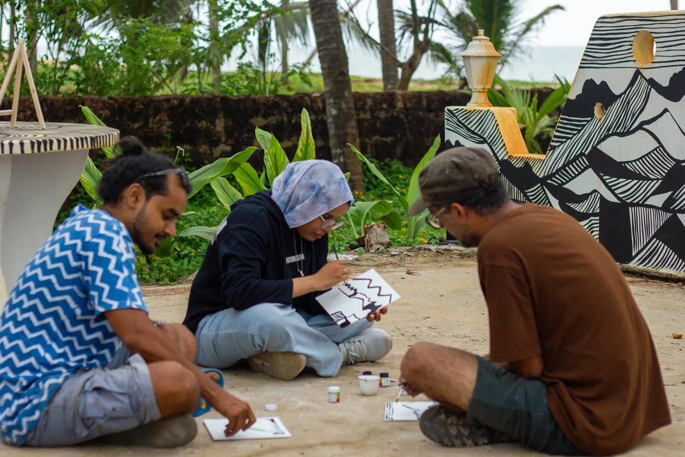 Artists and guests in conversation
