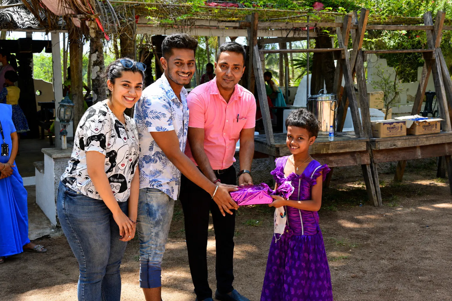 Little girl receiving a gift