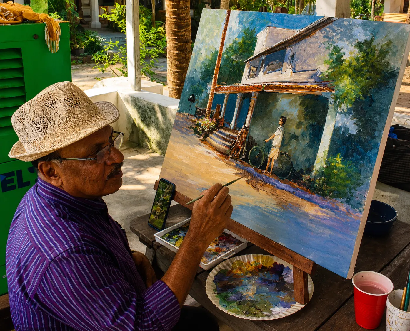 Artist w. their work
