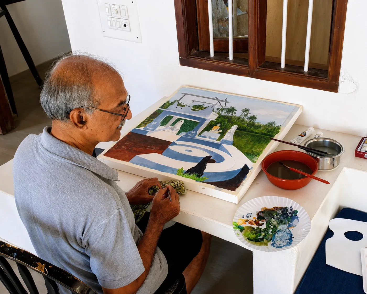 Artist w. their work