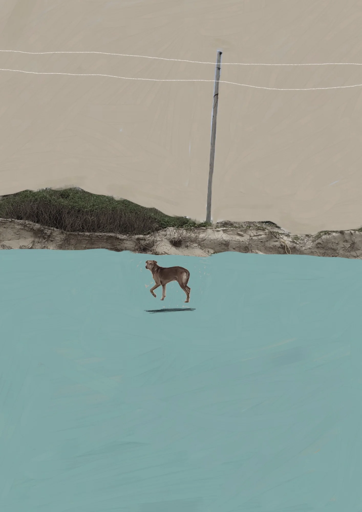 From the Atlas of Loss series — beach clays and coconut-ash pigment on paper
