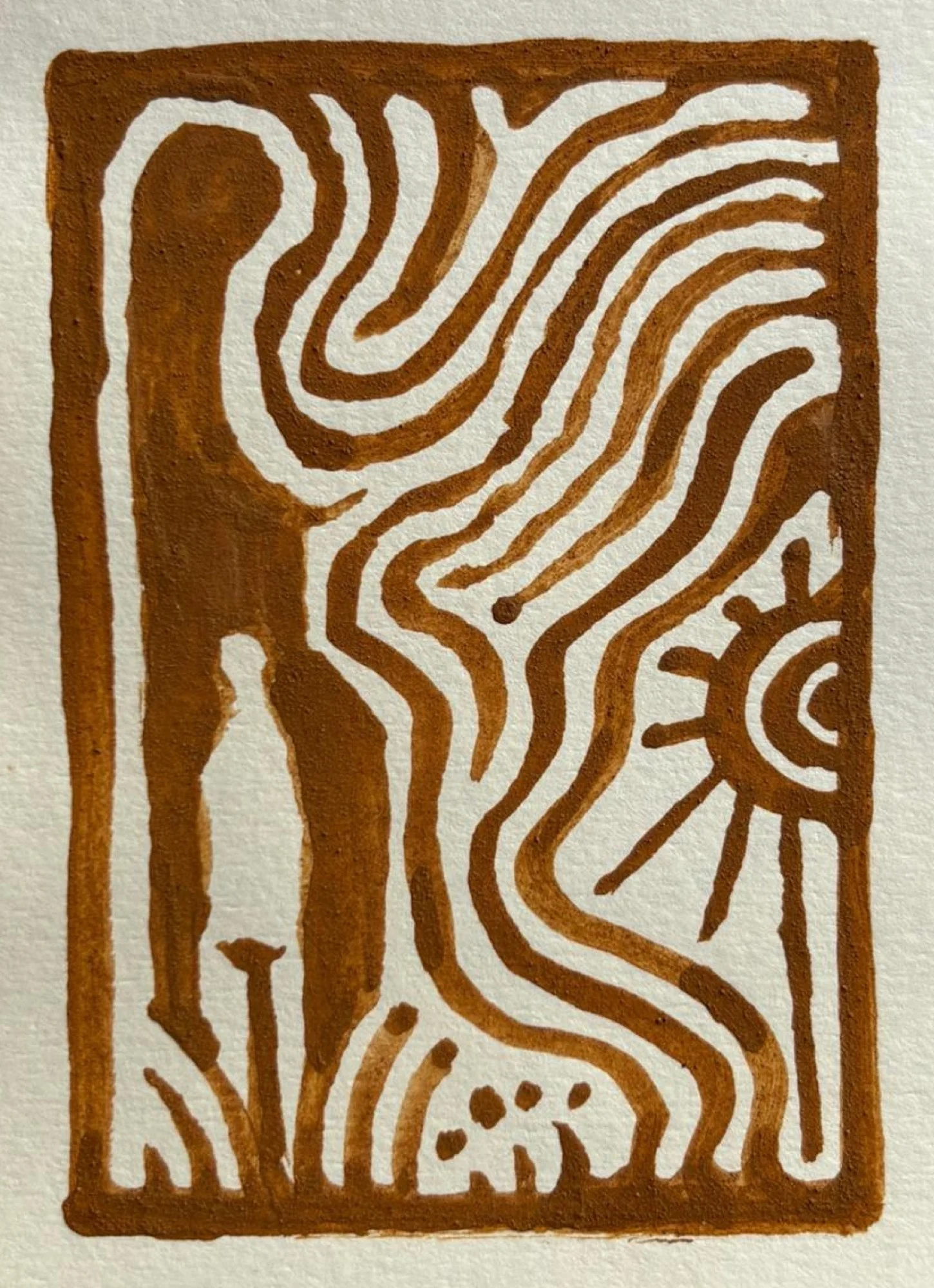 From the Atlas of Loss series — beach clays and coconut-ash pigment on paper